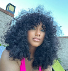 Raw Indian Curly Bang Wig | NO LACE